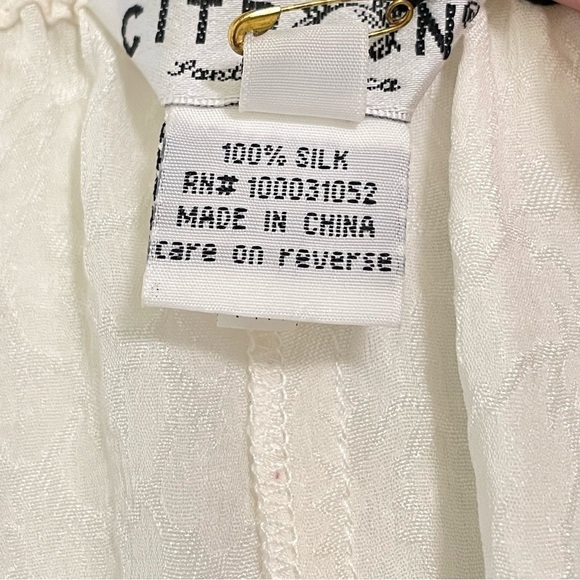 NWT Citron Santa Monica Silk Matelasse Pull On Ankle Pant Ivory XL - Picture 12 of 14